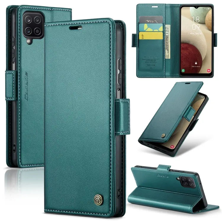 Samsung Galaxy A12 5g Leather Wallet Case - RFID Blocking, Stand Function, Card Slots-buycases.co.uk