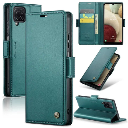 Samsung Galaxy A12 5g Leather Wallet Case - RFID Blocking, Stand Function, Card Slots-buycases.co.uk