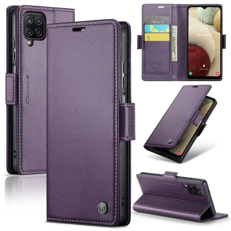 Samsung Galaxy A12 5g Leather Wallet Case - RFID Blocking, Stand Function, Card Slots-buycases.co.uk