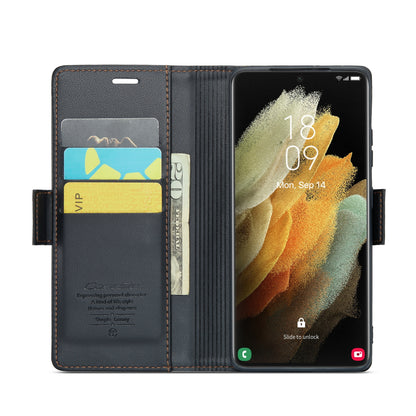 Samsung Galaxy S21 Ultra 5g Leather Wallet Case - RFID Blocking, Stand Function, Card Slots-buycases.co.uk