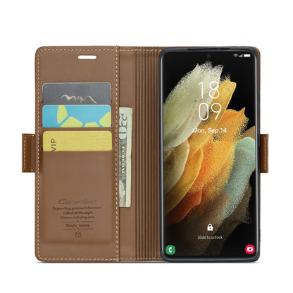 Samsung Galaxy S21 Ultra 5g Leather Wallet Case - RFID Blocking, Stand Function, Card Slots-buycases.co.uk