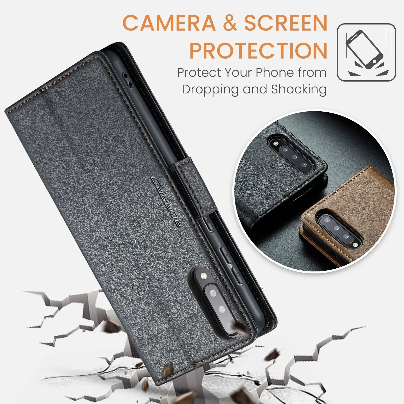 Samsung Galaxy A50/A50s Leather Wallet Case - RFID Blocking, Stand Function, Card Slots-buycases.co.uk