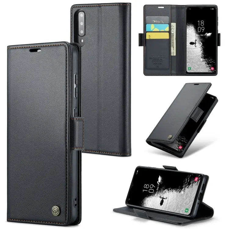Samsung Galaxy A50/A50s Leather Wallet Case - RFID Blocking, Stand Function, Card Slots-buycases.co.uk