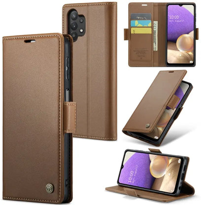 Samsung Galaxy A32 Leather Wallet Case - RFID Blocking, Stand Function, Card Slots-buycases.co.uk