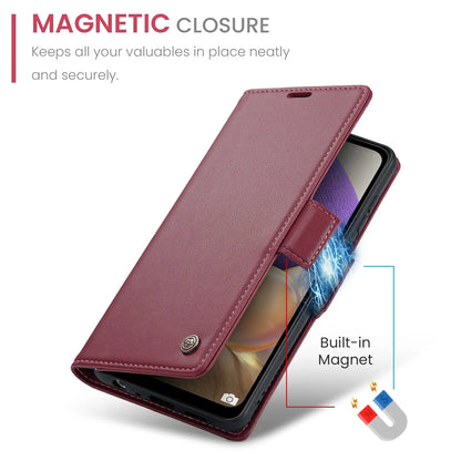Samsung Galaxy A32 Leather Wallet Case - RFID Blocking, Stand Function, Card Slots-buycases.co.uk