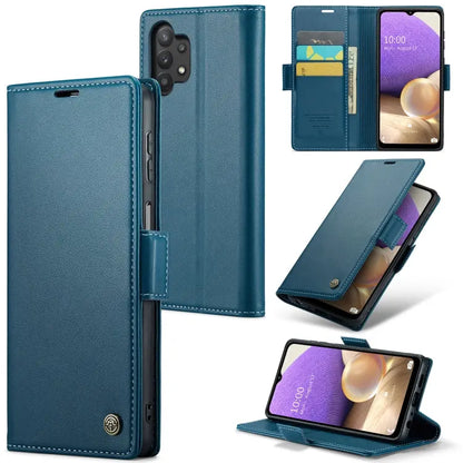 Samsung Galaxy A32 Leather Wallet Case - RFID Blocking, Stand Function, Card Slots-buycases.co.uk
