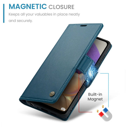 Samsung Galaxy A32 Leather Wallet Case - RFID Blocking, Stand Function, Card Slots-buycases.co.uk