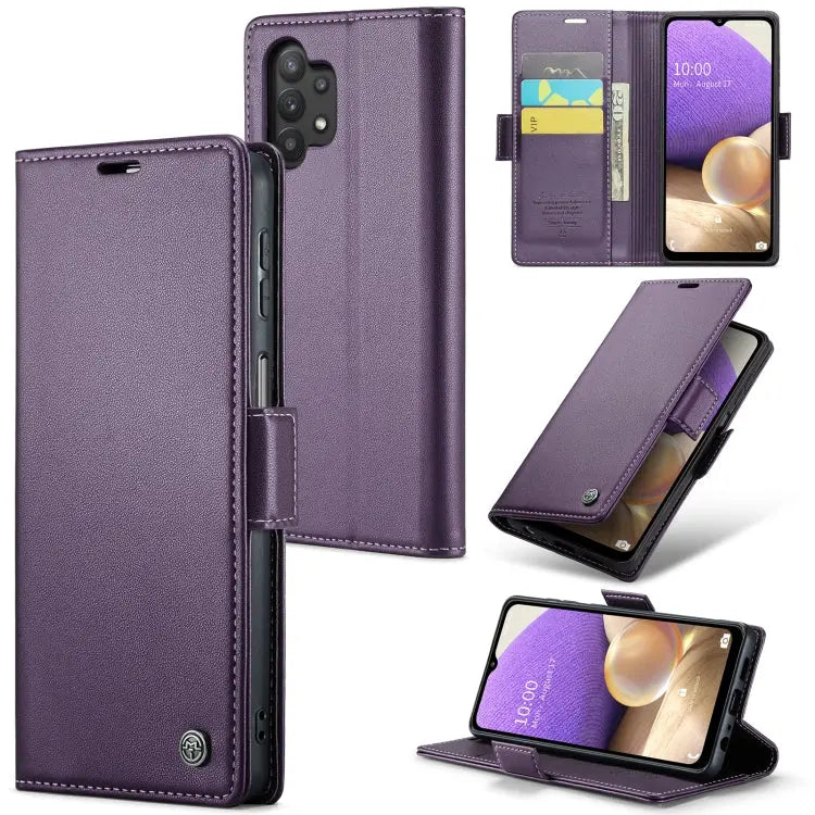 Samsung Galaxy A32 Leather Wallet Case - RFID Blocking, Stand Function, Card Slots-buycases.co.uk