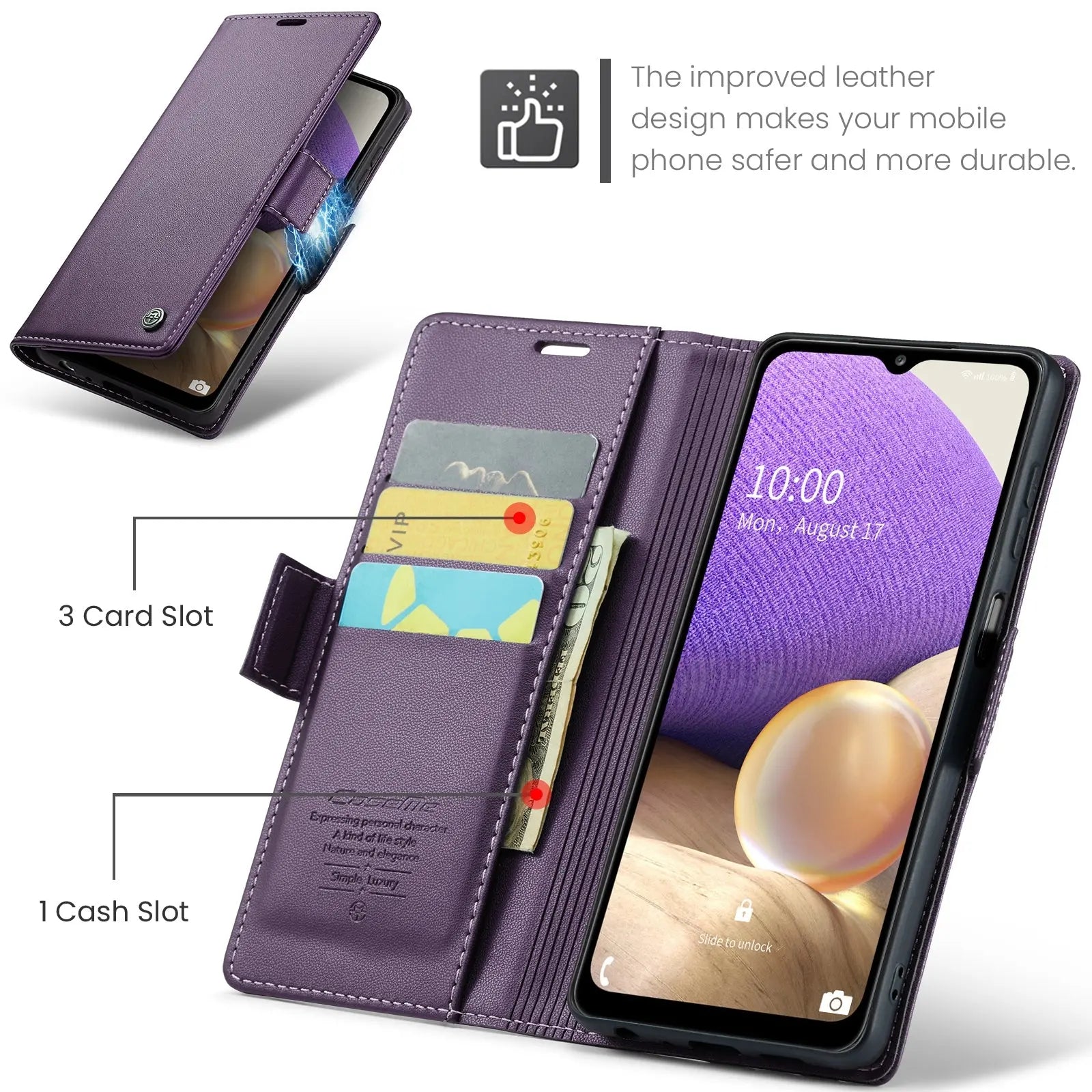 Samsung Galaxy M32 5g Leather Wallet Case - RFID Blocking, Stand Function, Card Slots-buycases.co.uk
