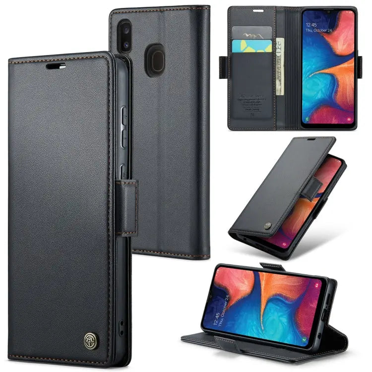 Samsung Galaxy A40 Leather Wallet Case - RFID Blocking, Stand Function, Card Slots-buycases.co.uk