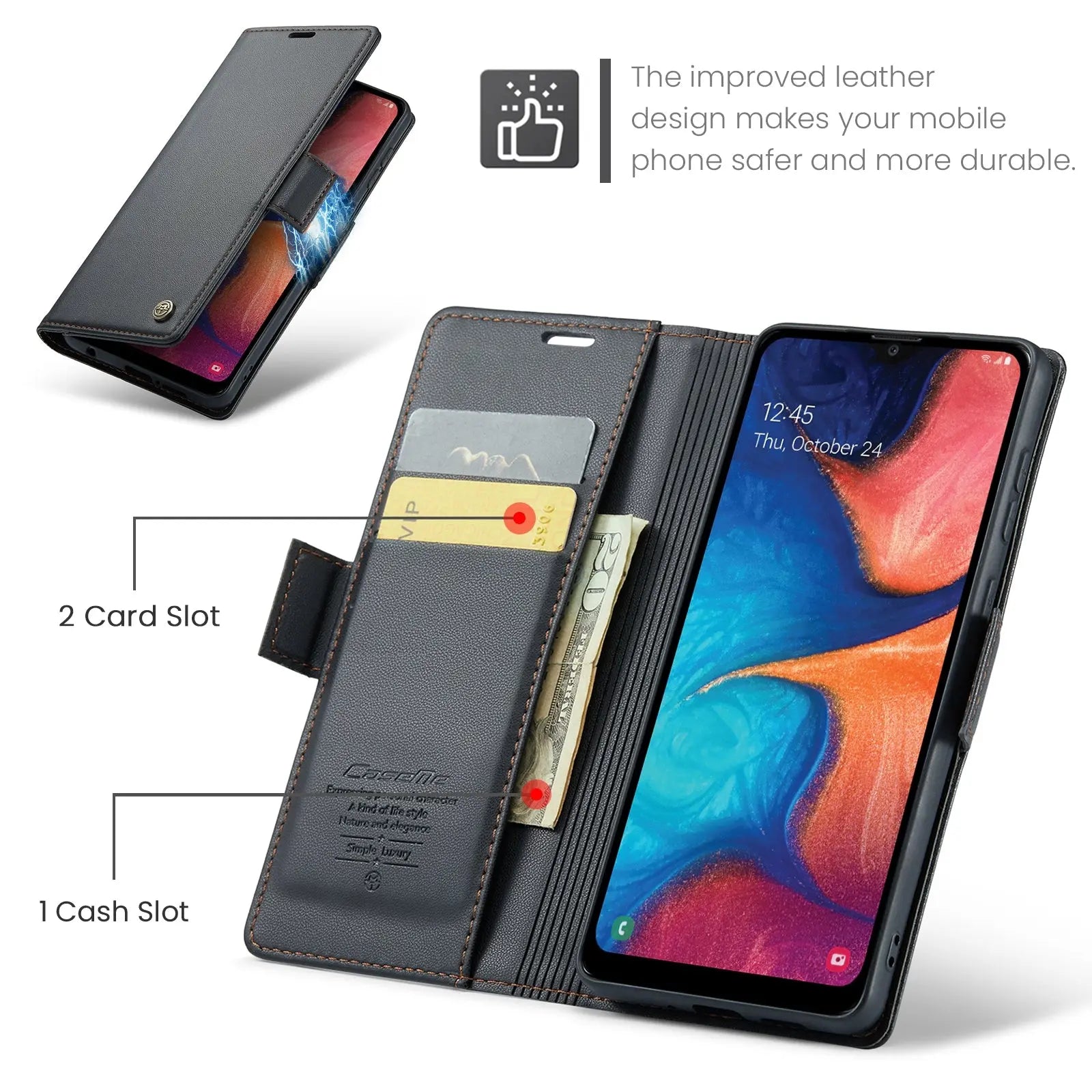 Samsung Galaxy A40 Leather Wallet Case - RFID Blocking, Stand Function, Card Slots-buycases.co.uk