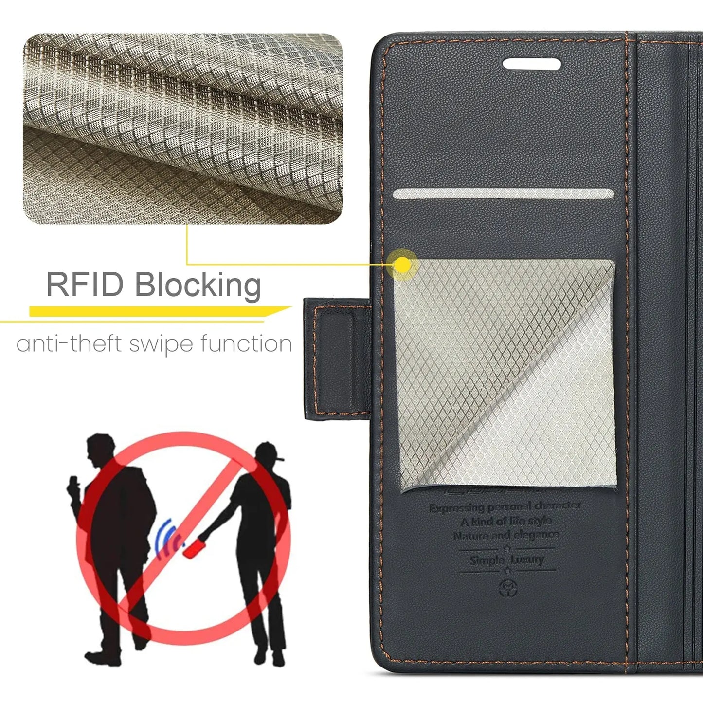 Samsung Galaxy A40 Leather Wallet Case - RFID Blocking, Stand Function, Card Slots-buycases.co.uk
