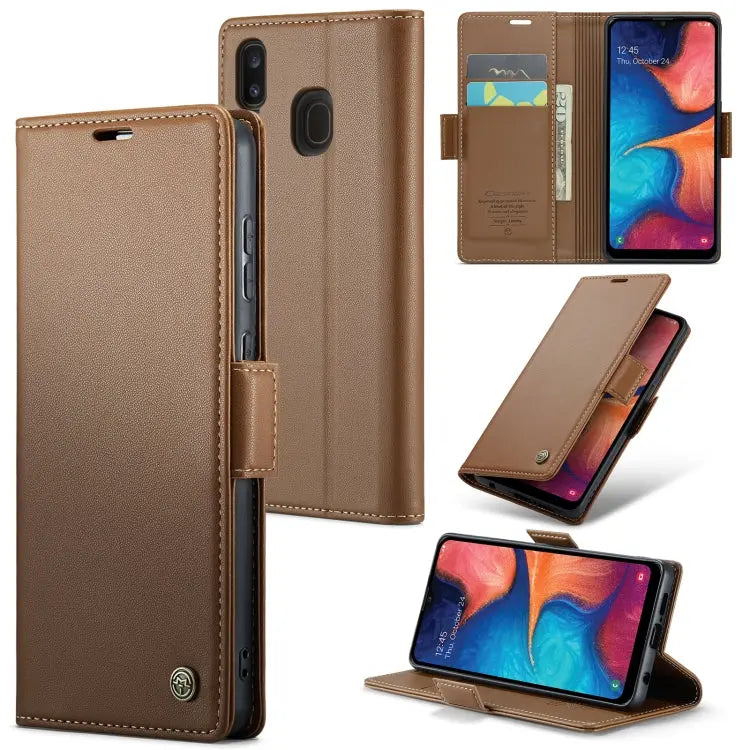 Samsung Galaxy A40 Leather Wallet Case - RFID Blocking, Stand Function, Card Slots-buycases.co.uk