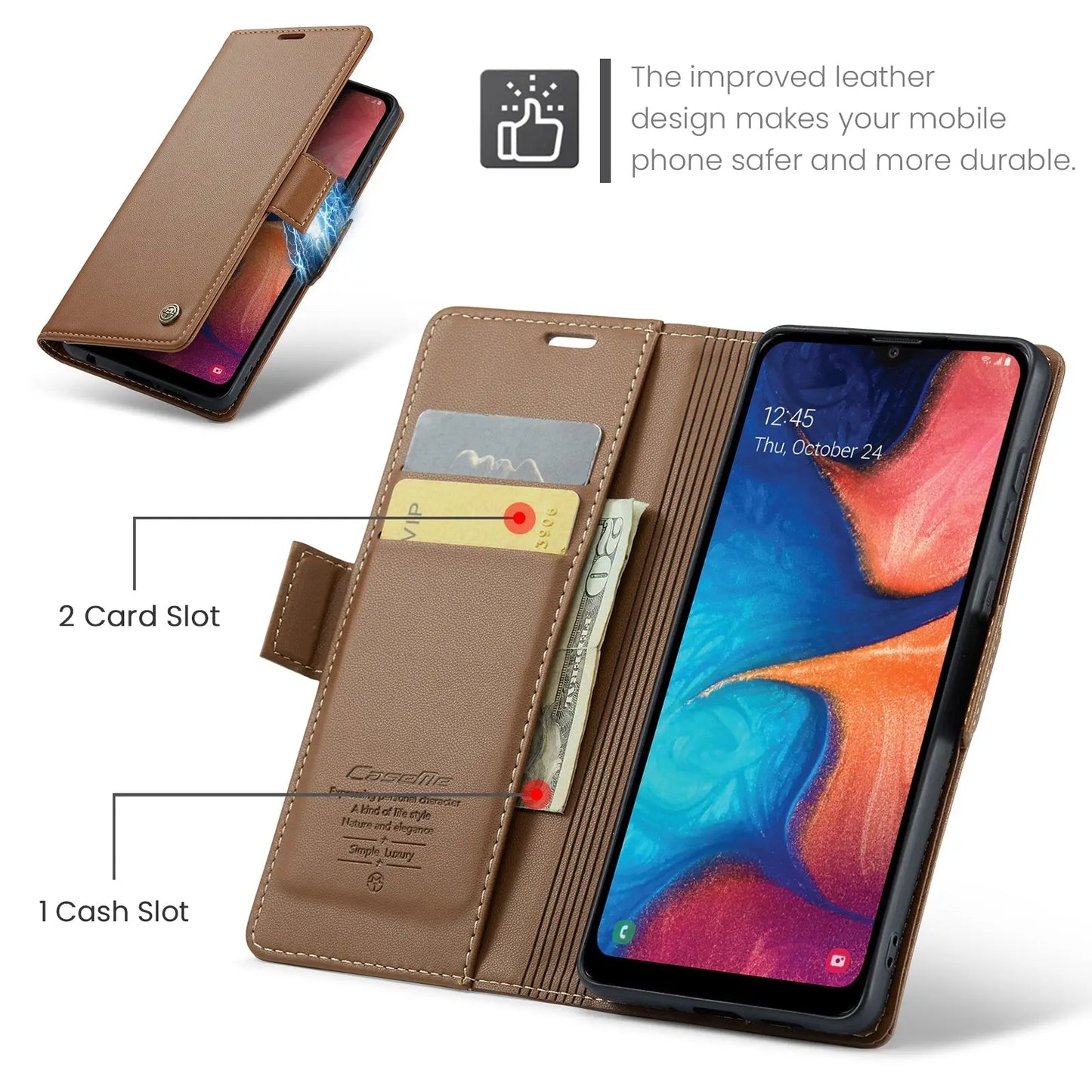 Samsung Galaxy A40 Leather Wallet Case - RFID Blocking, Stand Function, Card Slots-buycases.co.uk