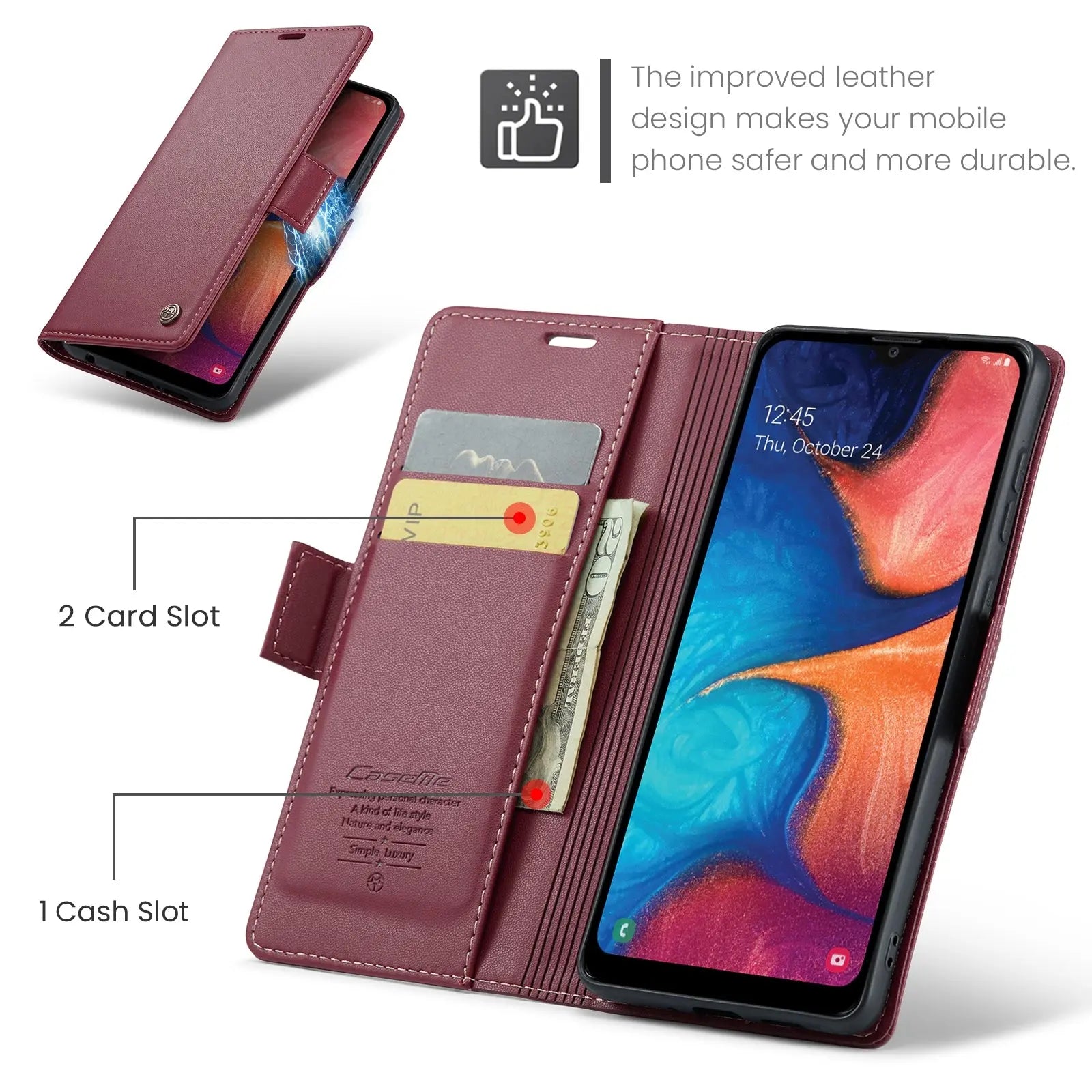 Samsung Galaxy A40 Leather Wallet Case - RFID Blocking, Stand Function, Card Slots-buycases.co.uk