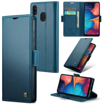 Samsung Galaxy A40 Leather Wallet Case - RFID Blocking, Stand Function, Card Slots-buycases.co.uk