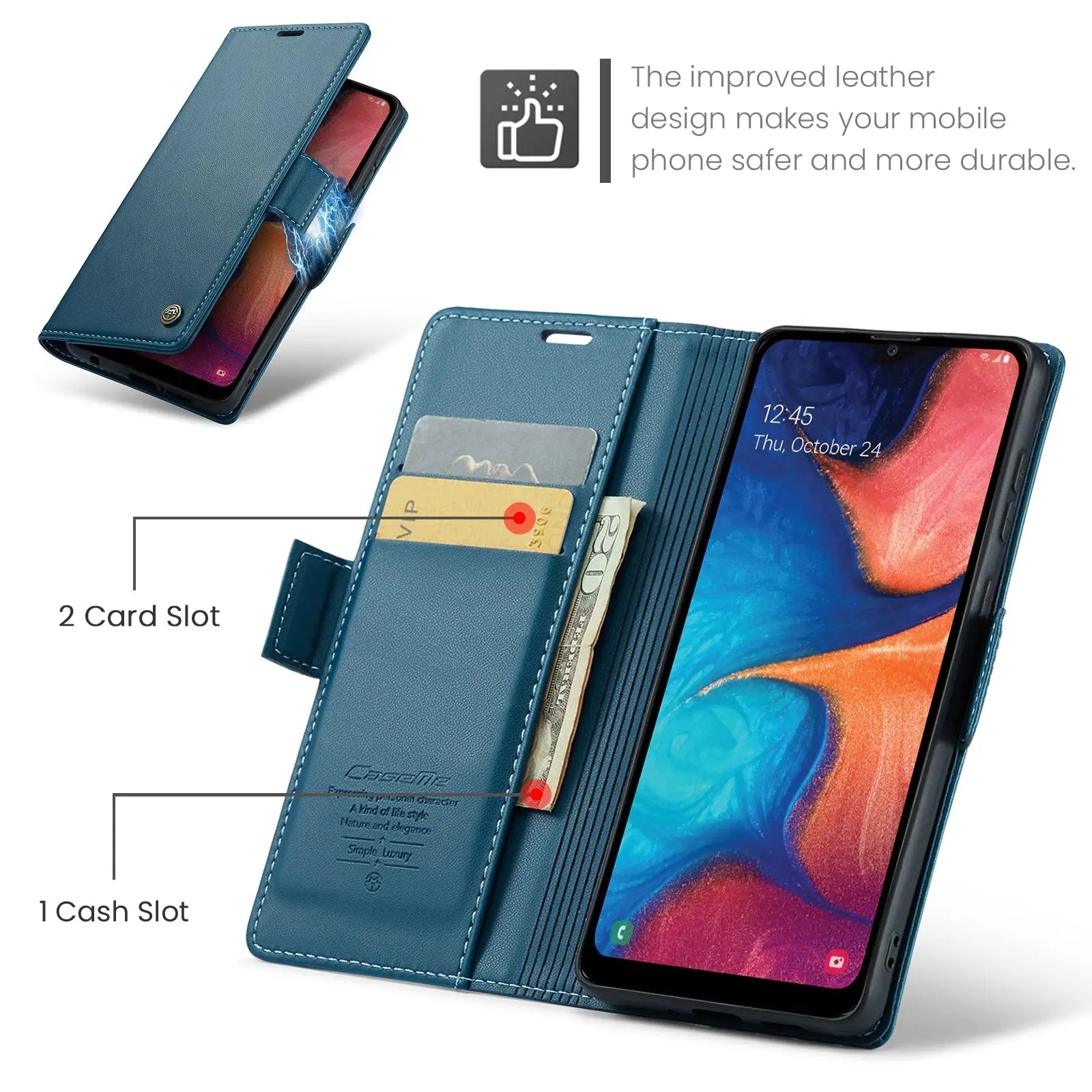 Samsung Galaxy A40 Leather Wallet Case - RFID Blocking, Stand Function, Card Slots-buycases.co.uk