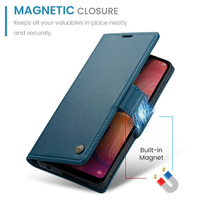 Samsung Galaxy A40 Leather Wallet Case - RFID Blocking, Stand Function, Card Slots-buycases.co.uk