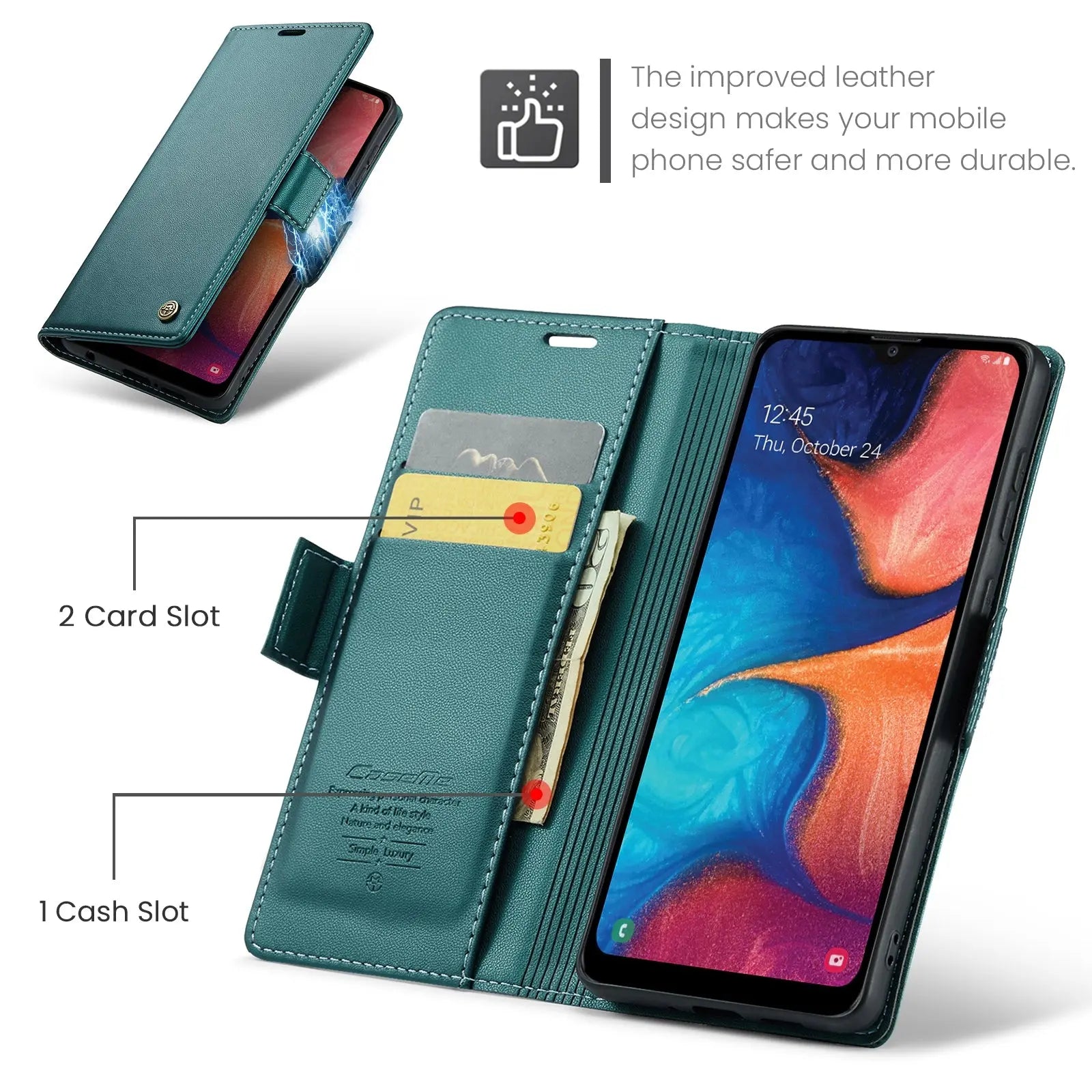 Samsung Galaxy A40 Leather Wallet Case - RFID Blocking, Stand Function, Card Slots-buycases.co.uk