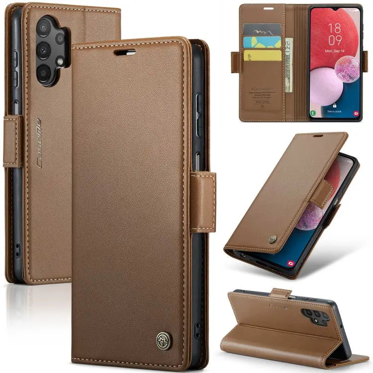 Samsung Galaxy A13 Leather Wallet Case - RFID Blocking, Stand Function, Card Slots-buycases.co.uk