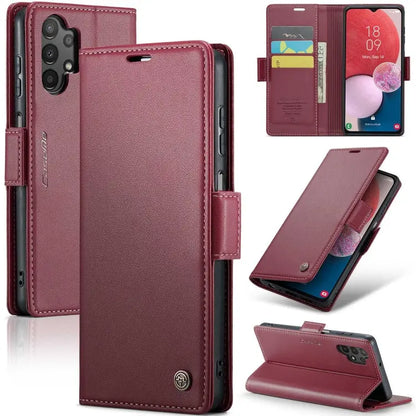 Samsung Galaxy A04 Leather Wallet Case - RFID Blocking, Stand Function, Card Slots-buycases.co.uk