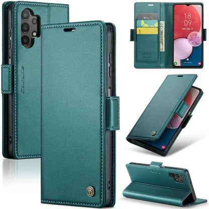 Samsung Galaxy A13 Leather Wallet Case - RFID Blocking, Stand Function, Card Slots-buycases.co.uk