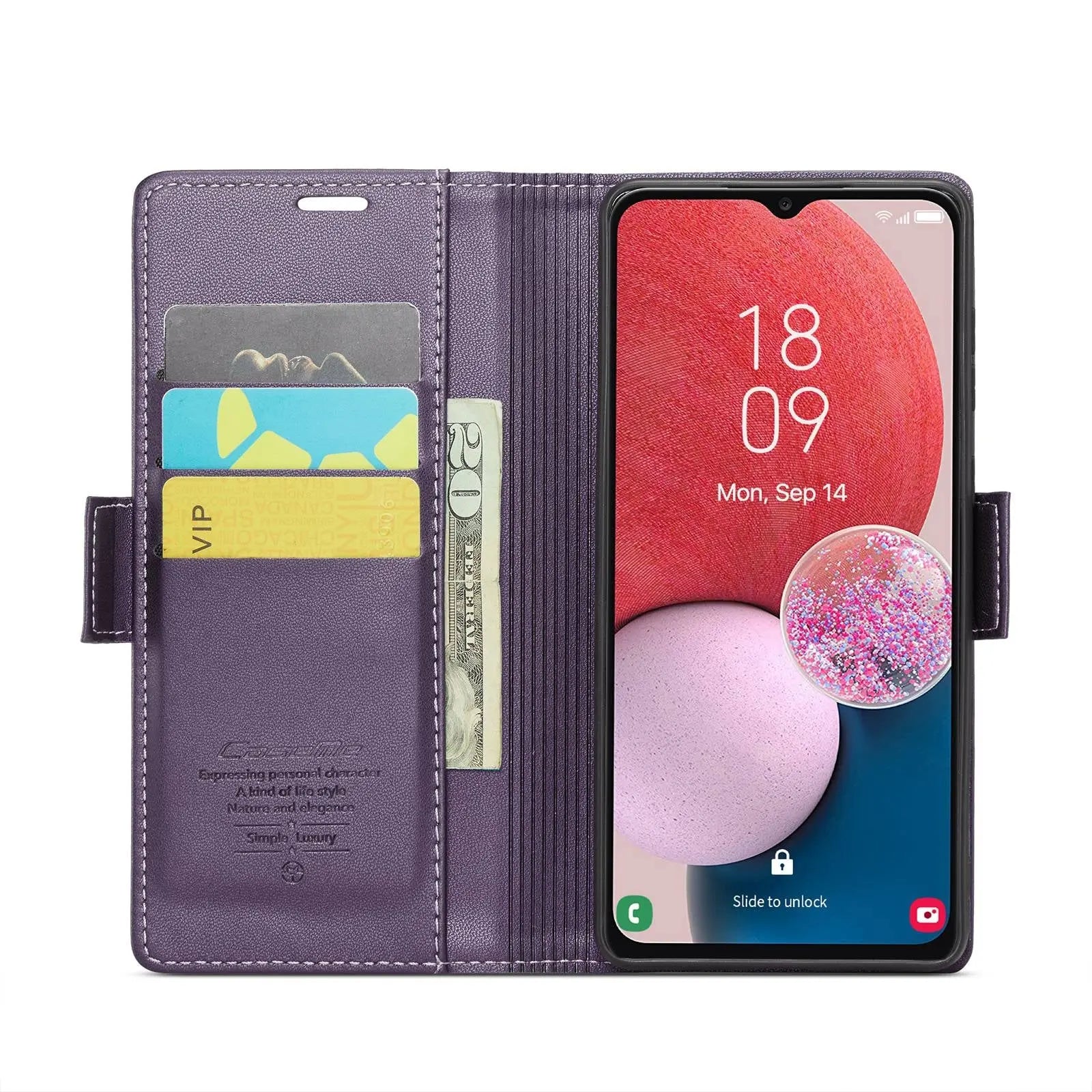 Samsung Galaxy M13 5g Leather Wallet Case - RFID Blocking, Stand Function, Card Slots-buycases.co.uk
