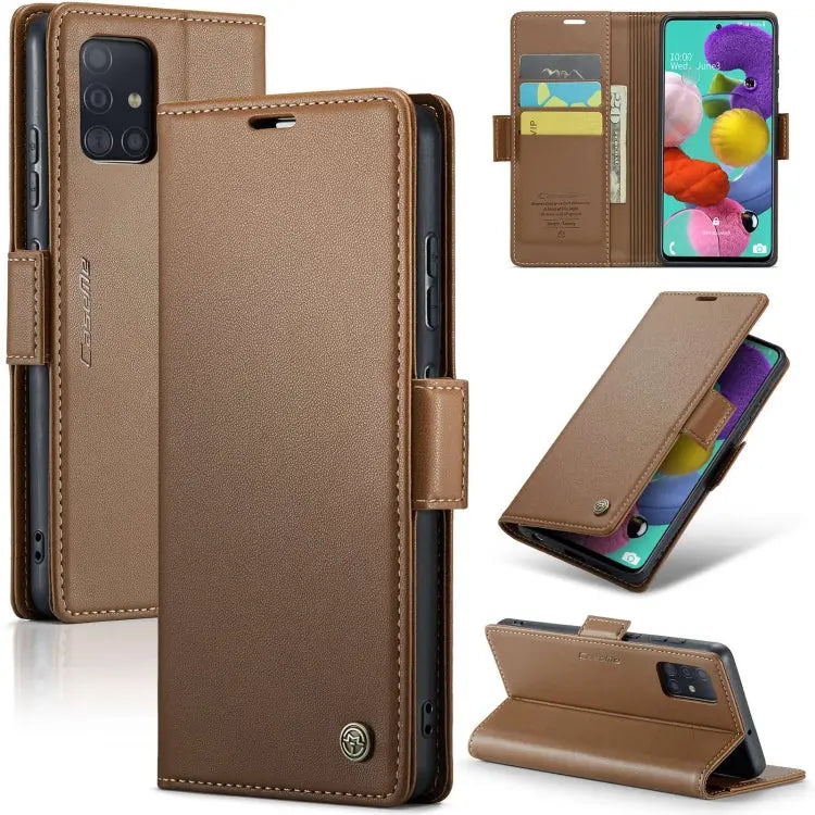 Samsung Galaxy A51 Leather Wallet Case - RFID Blocking, Stand Function, Card Slots-buycases.co.uk