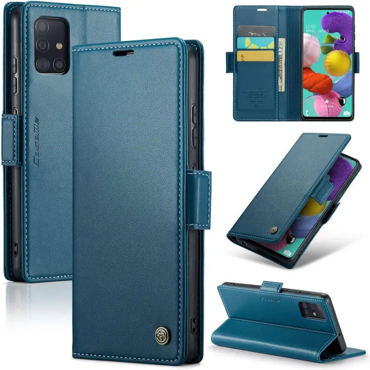 Samsung Galaxy A51 Leather Wallet Case - RFID Blocking, Stand Function, Card Slots-buycases.co.uk