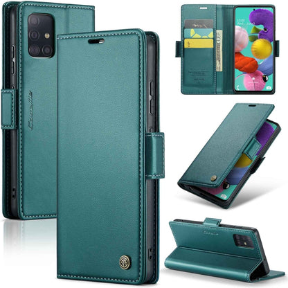 Samsung Galaxy M40s Leather Wallet Case - RFID Blocking, Stand Function, Card Slots-buycases.co.uk