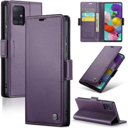 Samsung Galaxy M40s Leather Wallet Case - RFID Blocking, Stand Function, Card Slots-buycases.co.uk
