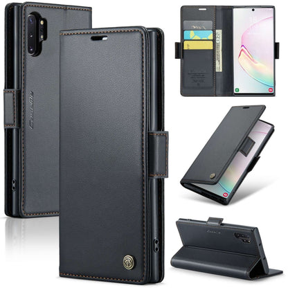 Samsung Galaxy Note10+ Leather Wallet Case - RFID Blocking, Stand Function, Card Slots-buycases.co.uk