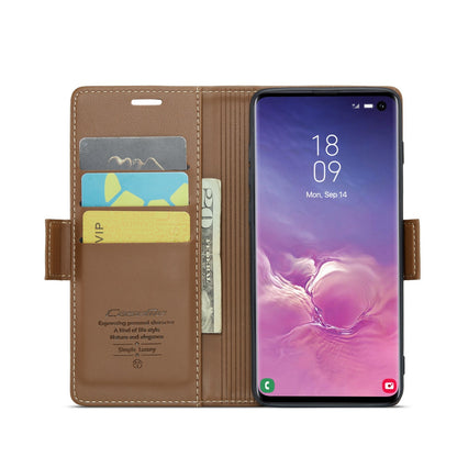 Samsung Galaxy S10 Leather Wallet Case - RFID Blocking, Stand Function, Card Slots-buycases.co.uk