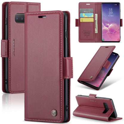 Samsung Galaxy S10 Leather Wallet Case - RFID Blocking, Stand Function, Card Slots-buycases.co.uk