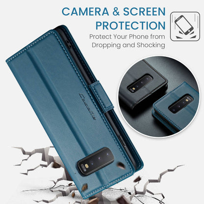 Samsung Galaxy S10 Leather Wallet Case - RFID Blocking, Stand Function, Card Slots-buycases.co.uk