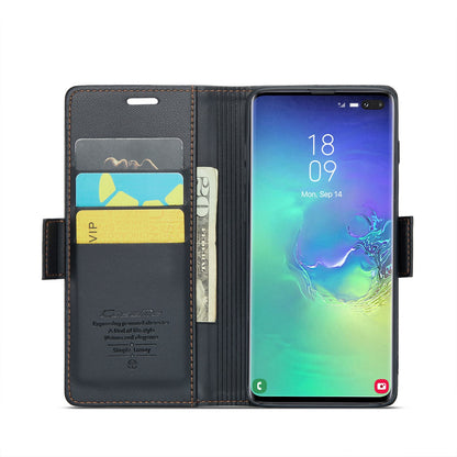 Samsung Galaxy S10+ Leather Wallet Case - RFID Blocking, Stand Function, Card Slots-buycases.co.uk