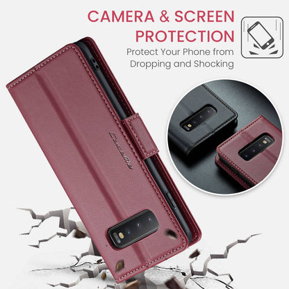 Samsung Galaxy S10+ Leather Wallet Case - RFID Blocking, Stand Function, Card Slots-buycases.co.uk