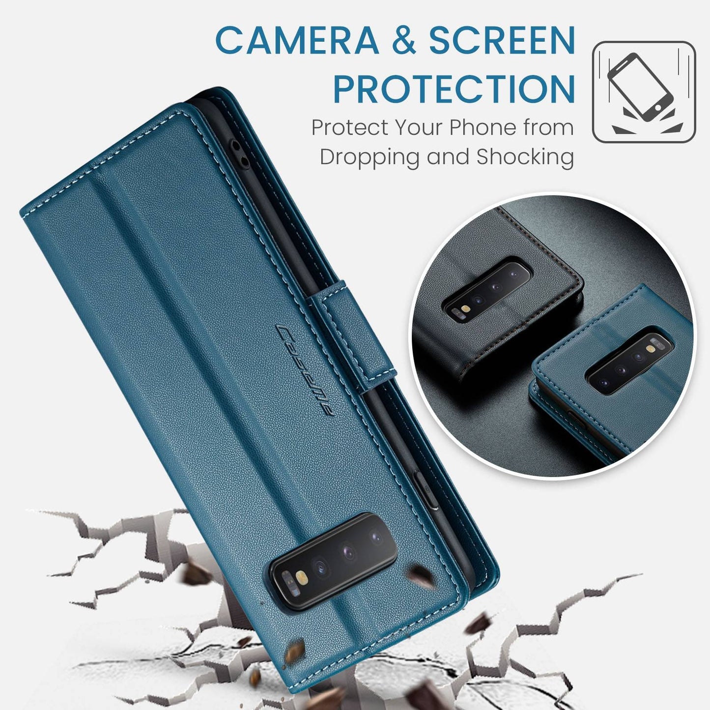 Samsung Galaxy S10+ Leather Wallet Case - RFID Blocking, Stand Function, Card Slots-buycases.co.uk