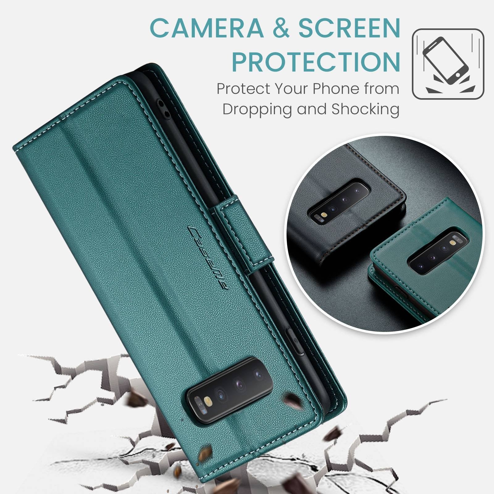 Samsung Galaxy S10+ Leather Wallet Case - RFID Blocking, Stand Function, Card Slots-buycases.co.uk