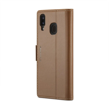 Samsung Galaxy A20 Leather Wallet Case - RFID Blocking, Stand Function, Card Slots-buycases.co.uk