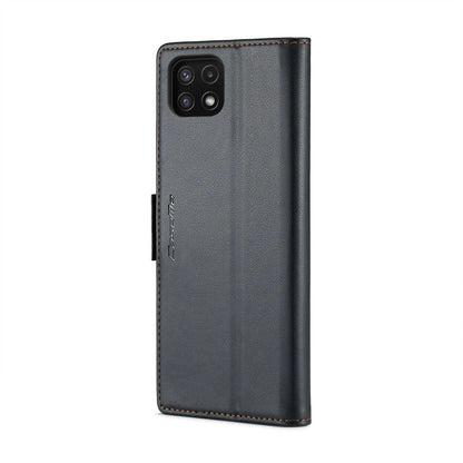 Samsung Galaxy A22 5g Leather Wallet Case - RFID Blocking, Stand Function, Card Slots-buycases.co.uk