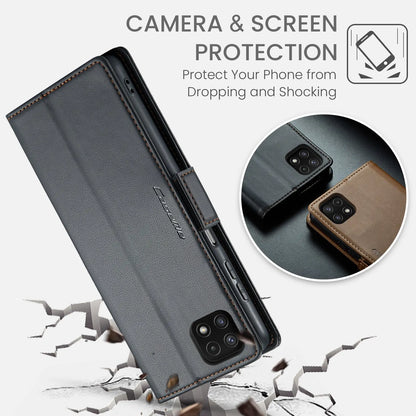 Samsung Galaxy A22 5g Leather Wallet Case - RFID Blocking, Stand Function, Card Slots-buycases.co.uk