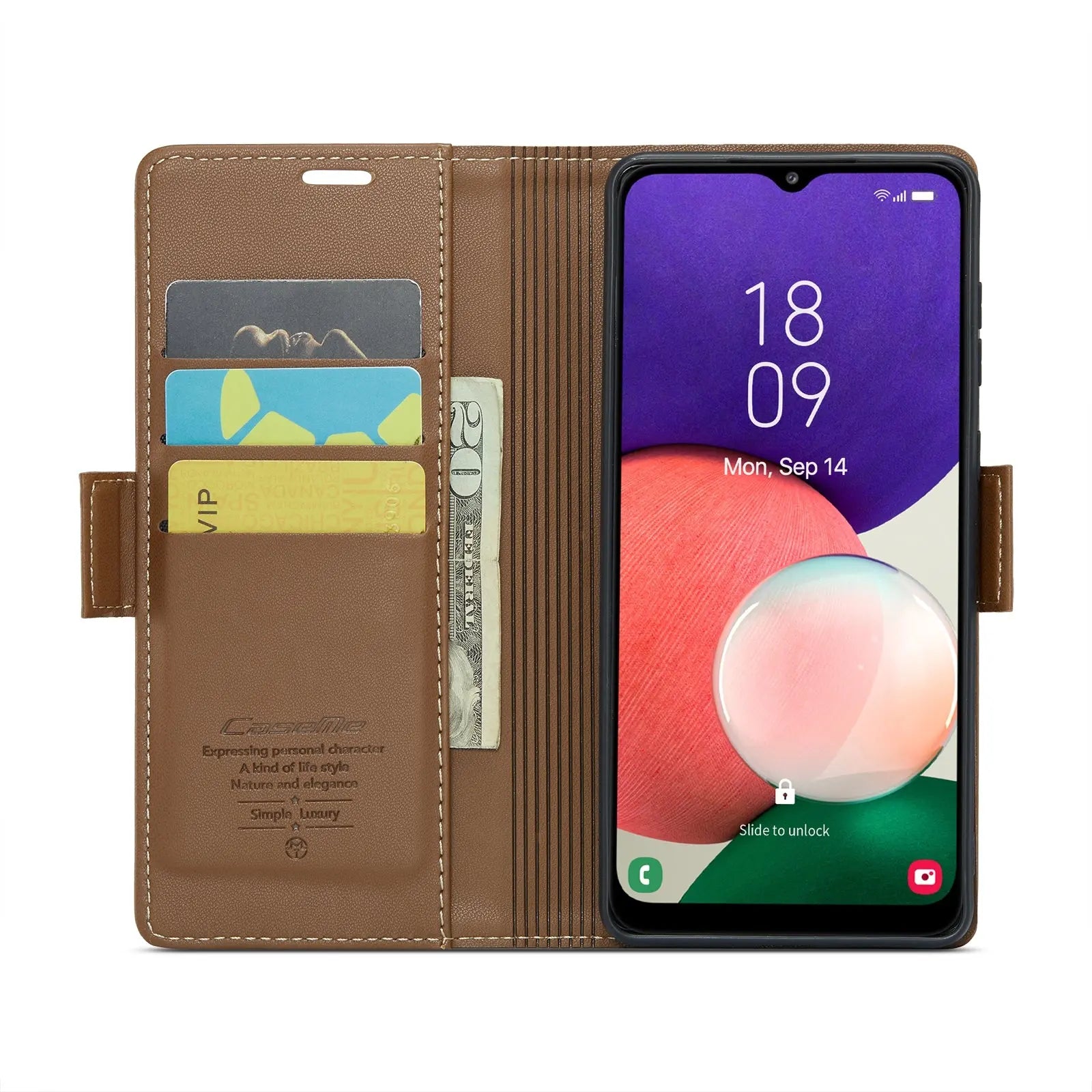 Samsung Galaxy A22 5g Leather Wallet Case - RFID Blocking, Stand Function, Card Slots-buycases.co.uk