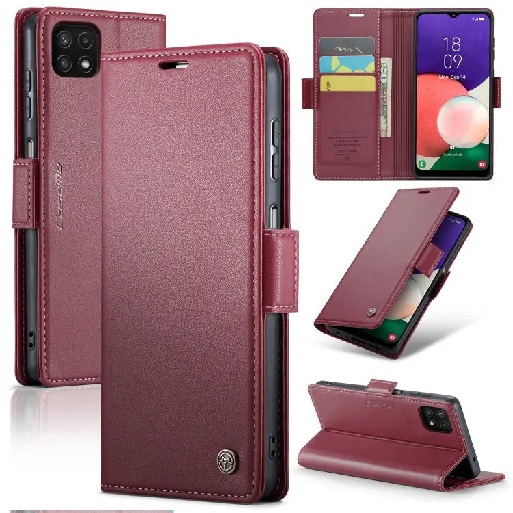 Samsung Galaxy A22 5g Leather Wallet Case - RFID Blocking, Stand Function, Card Slots-buycases.co.uk