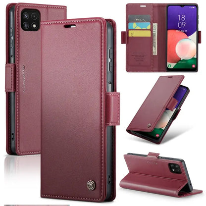 Samsung Galaxy A22 5g Leather Wallet Case - RFID Blocking, Stand Function, Card Slots-buycases.co.uk