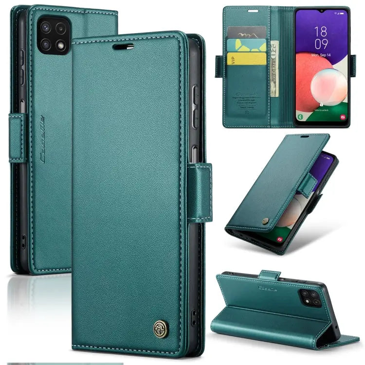 Samsung Galaxy A22 5g Leather Wallet Case - RFID Blocking, Stand Function, Card Slots-buycases.co.uk