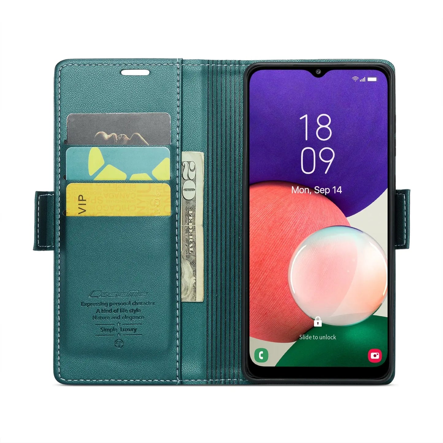 Samsung Galaxy A22 5g Leather Wallet Case - RFID Blocking, Stand Function, Card Slots-buycases.co.uk