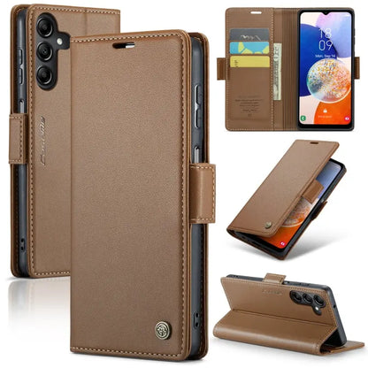 Samsung Galaxy A14 4g/5g Leather Wallet Case - RFID Blocking, Stand Function, Card Slots-buycases.co.uk