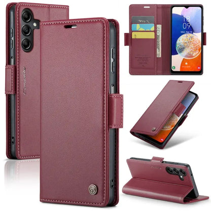 Samsung Galaxy A14 4g/5g Leather Wallet Case - RFID Blocking, Stand Function, Card Slots-buycases.co.uk