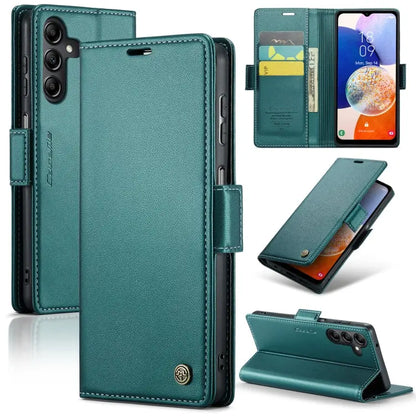 Samsung Galaxy A14 4g/5g Leather Wallet Case - RFID Blocking, Stand Function, Card Slots-buycases.co.uk
